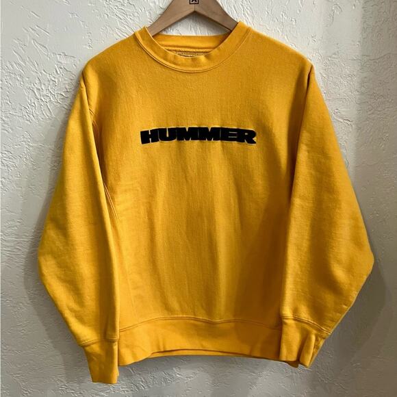 VTG Steve & Barrys Sweatshirt Mens XS Yellow Hummer Pullover Crew Neck Y2K - Picture 1 of 6